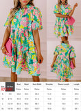 Floral Puff sleeve collar buttoned babydoll dress