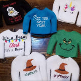 elf sweaters and masks