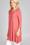 3/4 Sleeve Round Neck Rayon Jersey Tunic