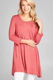 3/4 Sleeve Round Neck Rayon Jersey Tunic