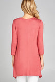 3/4 Sleeve Round Neck Rayon Jersey Tunic