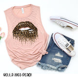 Leopard print lips tank top or t-shirt